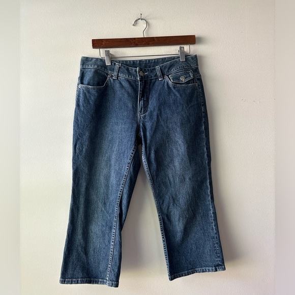 Harley-Davidson women’s capri‎ pants in color blue  size 8 - Picture 1 of 5